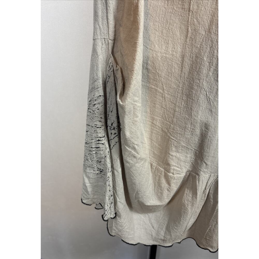 Lee Andersen Midi Dress Women's XS Khaki Mesh Sleeves Asymmetrical Relaxed Artsy - Picture 7 of 8